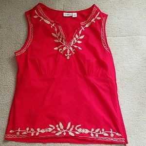 Cato red with tan embroidery sleeveless ta…
